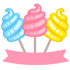 Vector simple swirly cotton candy banner