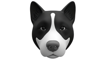 Stylized Black and White Dog Face