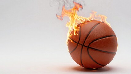 Fototapeta premium Basketball engulfed in flames with smoke
