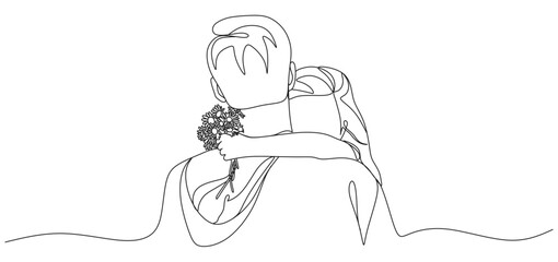 vector line art design of a father and his daughter eps 2