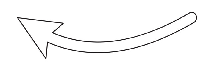 Black stock curved arrow pointing upwards left on white background graphic element vector illustration
