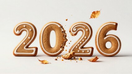 Gingerbread 2026 numbers breaking with autumn leaves