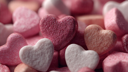 Obraz premium Love-themed heart candies in full layout, tightly grouped
