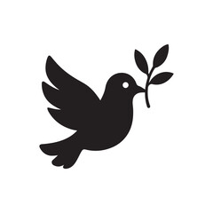 dove with peace sign silhouette on white background