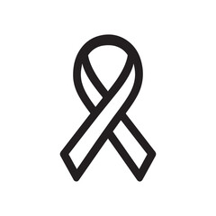 black awareness ribbon on white line art on white background