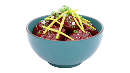 Korean Style Meatballs in Teal Bowl