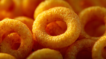 Macro puffed ring chips layout, zoom-safe background
