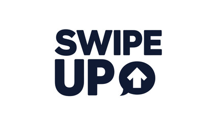 Dark blue "SWIPE UP" text and arrow graphic on a white background, designed for mobile interfaces