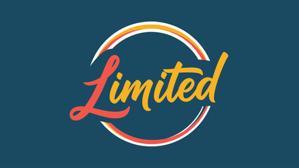 The word "Limited" in script is centered on a dark blue background with a partial colorful circle