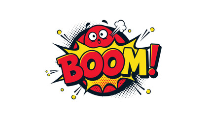 Comic-style graphic saying "BOOM!" features a shocked character and burst effect © gudangPIXEL