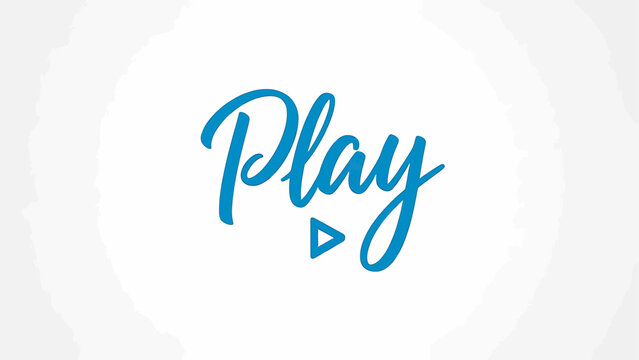 A teal "Play" in script with a play button in a light, textured white background