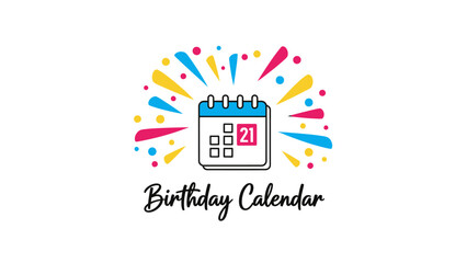 Vector graphic of a calendar icon on a white background with decorative explosion