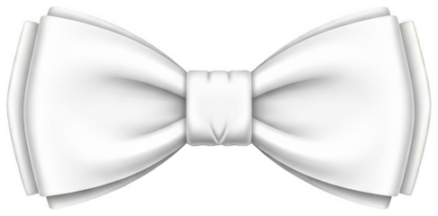 Elegant white satin bow tie on transparent background for formal wear