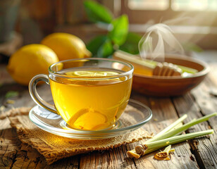 Lemon tea with honey and lemongrass