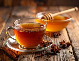 Tea with honey cinnamon star anise
