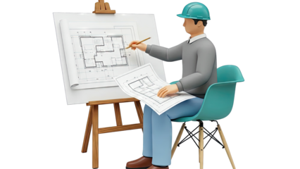 Architect reviewing blueprints