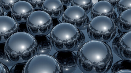 Seamless Pattern of Reflective Metallic Spheres Arranged in a Grid abstract background