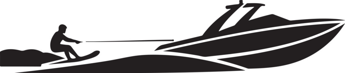 Water Ski Silhouette Vector Bundle