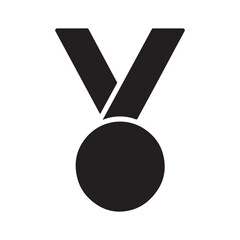 Silhouette of 3d render of a gold medal symbol on a black background featuring a glass art icon and red business sign illustration