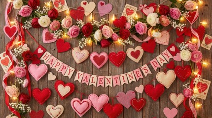 Romantic valentine's day celebration festive decor heartfelt arrangements cozy indoor setting warm and inviting atmosphere love and friendship theme