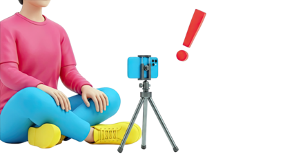 3D Character Filming with Smartphone and Tripod, Exclamation Mark