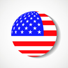 Flag of the United States in form globe with shadow. Vector illustration