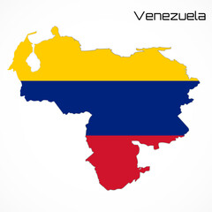Venezuela map flag isolated on white background. Vector illustration