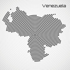 Abstract Venezuela map of radial dots, halftone concept. Vector illustration