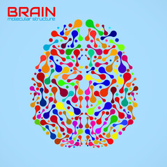 Human brain of molecular structure, idea for your design, vector illustration