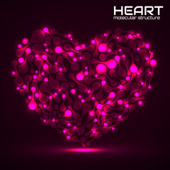 Heart of molecular structure, idea for your design, vector illustration