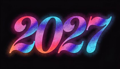 Colorful 2027 neon gradient numbers vibrant