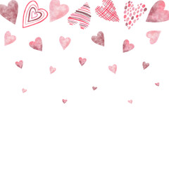 Pink and Red Heart Frame. Watercolor St Valentine&rsquo;s  illustration