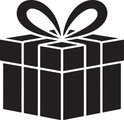 Black and white of a gift box with a bow gift box present wrapped gift ribbon bow