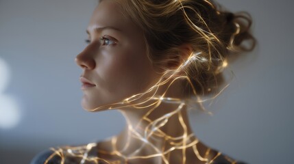 A student’s head silhouette double-exposed with tangled lines transforming into clear pathways, visualizing learning curves, problem solving, and mental growth. cinematic color correction, natural