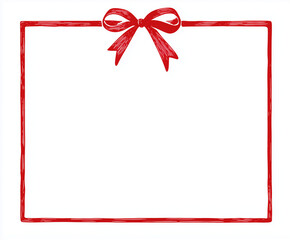 Simple red ribbon border frame with a large bow centered at the top on a white background. Ideal for holiday cards, packaging, invitations, and seasonal graphic design.