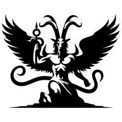 Silhouette of the statue of Baphomet