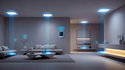 Smart Home Technology Concept with Invisible Digital Connectivity