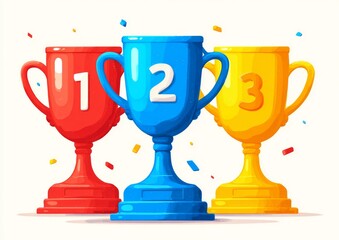 A modern-designed trophy cup awards gold, silver, and bronze to the sport winner of a tournament competition