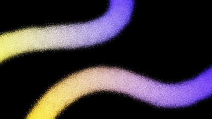 Noisy grainy gradient color flow wave shaped backdrop design. Abstract glowing dust grain noise flow neon gradient multicolour background on dark.