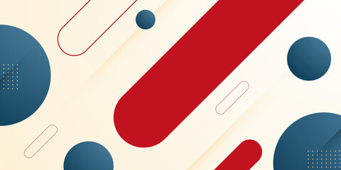 Abstract blue and red shapes color pattern on bright background design. Simple and trendy banner concept element background.
