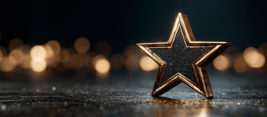 Star trophy award for a music nomination winner, featuring a bokeh light sparkle background, created with image technology