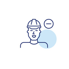 Man in hard hat. Access restricted, work task removed. Pixel perfect, editable stroke vector icon