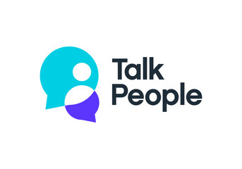abstract people with talk logo. online chat logo communication concept vector design