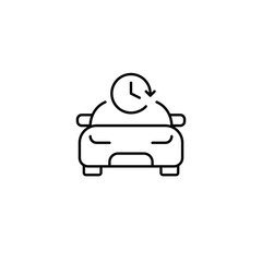 Car and clock. Vehicle rental, timed parking. Car-sharing services. Pixel perfect, editable stroke vector icon