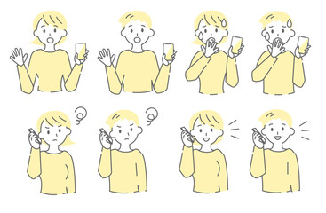 People Talking on Smartphone with Various Emotions Illustration Set