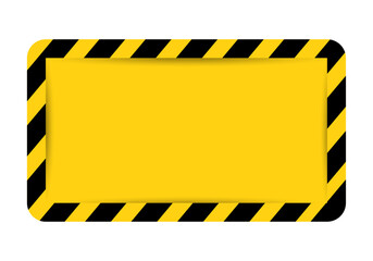 Yellow and black diagonal striped warning frame with construction safety hazard caution sign vector background