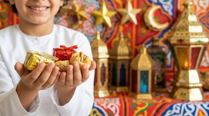 Celebrating eid al-fitr with joyful traditions local community festive gatherings colorful decorations child's delight cultural significance of generosity