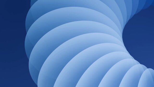 Blue spiral with flower-like petals flowing in smooth motion