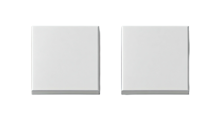 Two simple, white square light switches side-by-side on a dark background