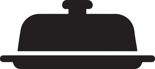 Black silhouette of a butter dish on a serving tray